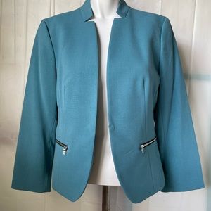 Nine West Blue Blazer with Zipper Pockets